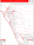North Port-Sarasota-Bradenton Metro Area Wall Map Red Line Style
